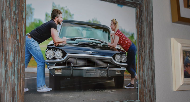A framed photo of Sgt Michael Spivey and his fiancée Kris